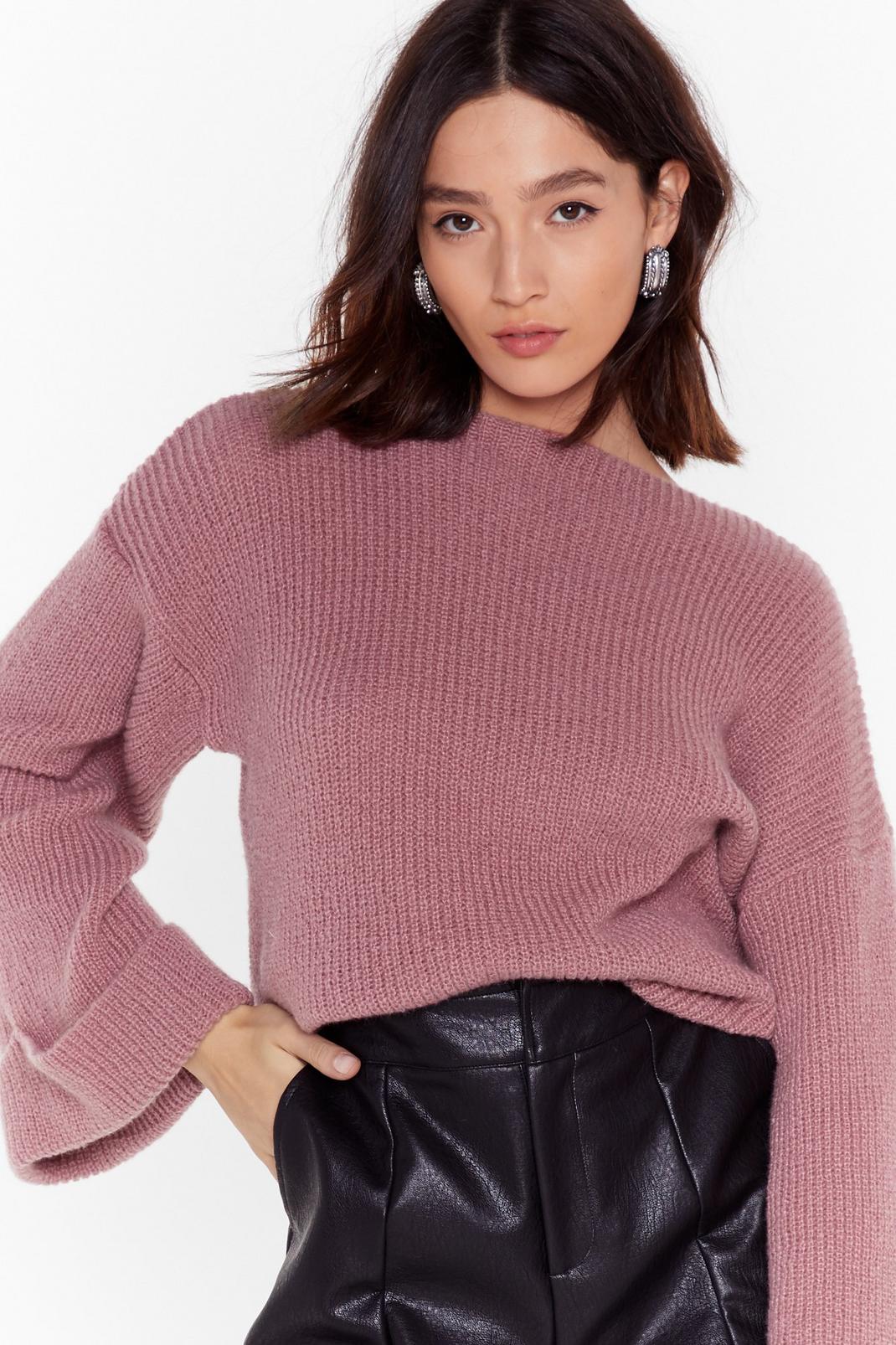 Bring Knit On Wide Sleeve Ribbed Sweater image number 1