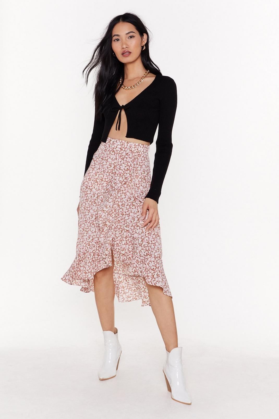 Grow Old with Me Floral Midi Skirt image number 1