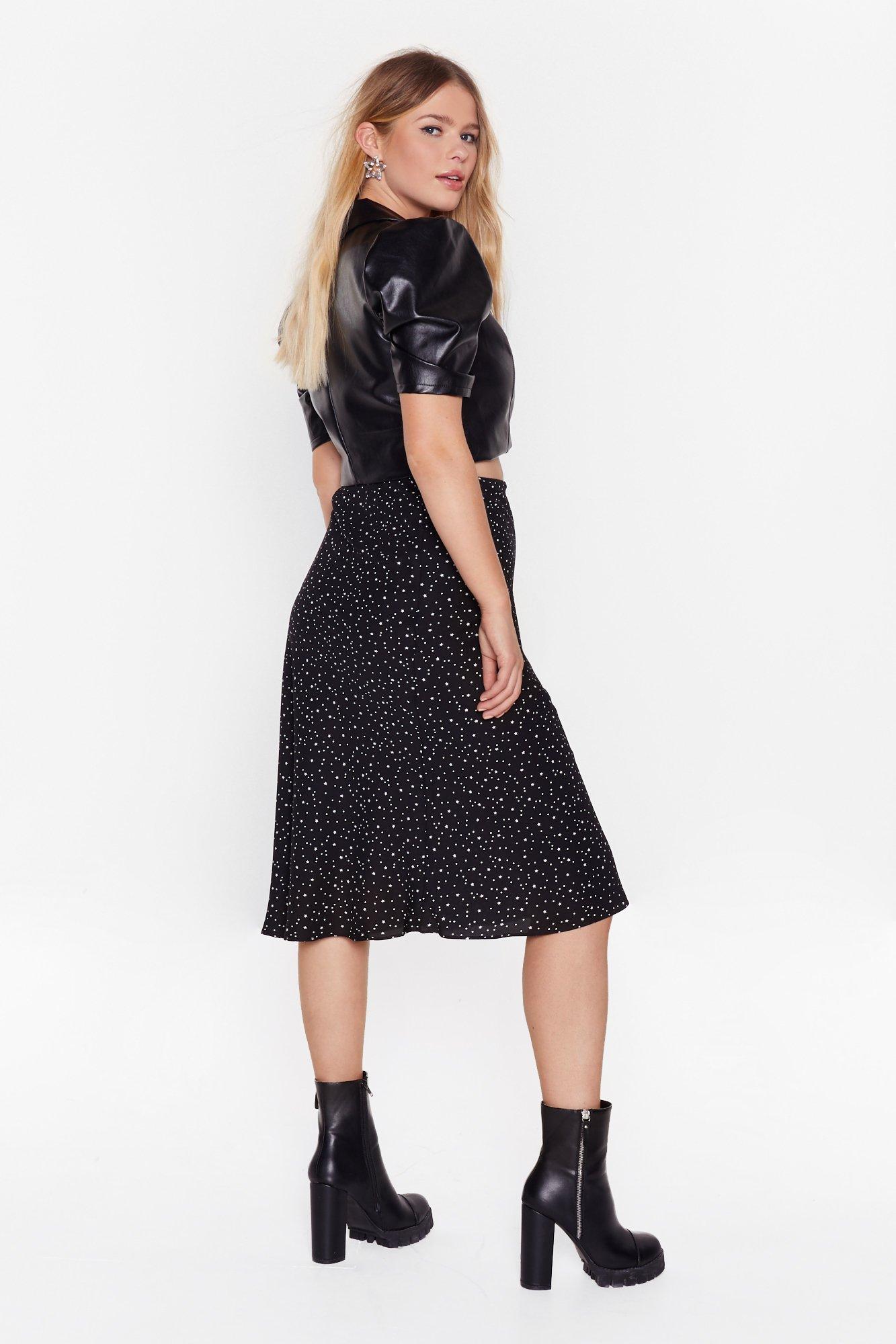 High Waisted Star and Polka Dots Midi Skirt Nasty Gal