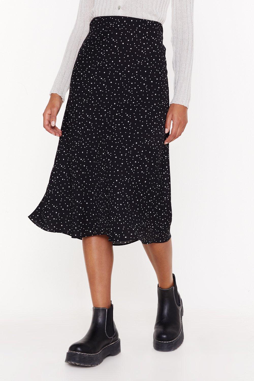Star Gazing Polka Dot Midi Skirt