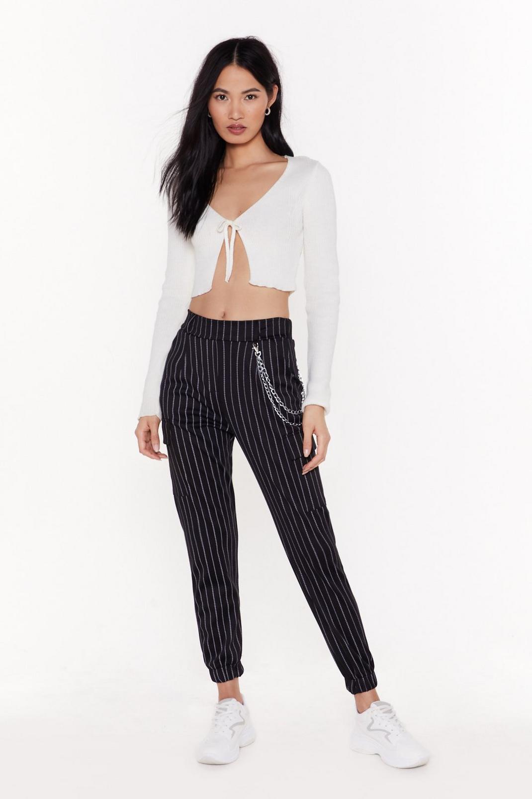 Wait in Line Pinstripe Cuffed Joggers image number 1