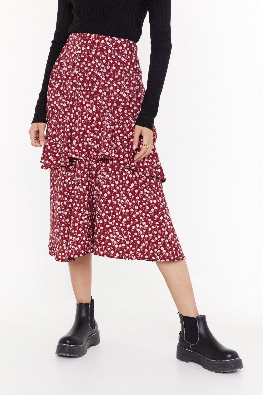 Nasty gal red midi skirt hotsell