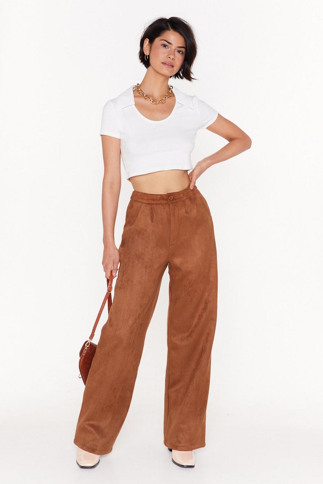 Faux Suede the Game Wide-Leg Pants image number 1