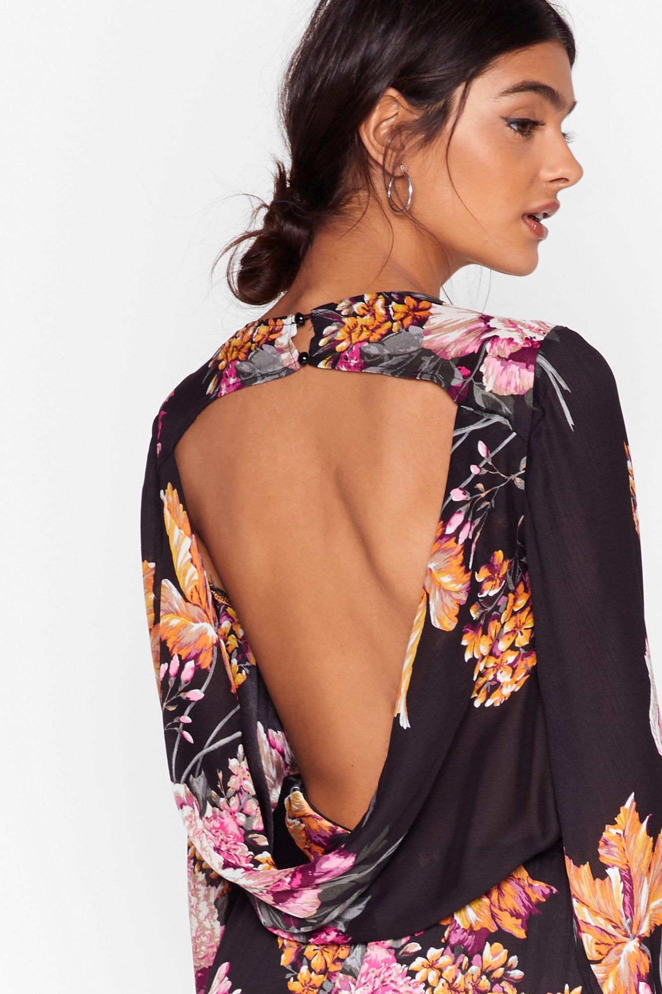 Open Back Cowl Midi Tea Dress Nasty Gal