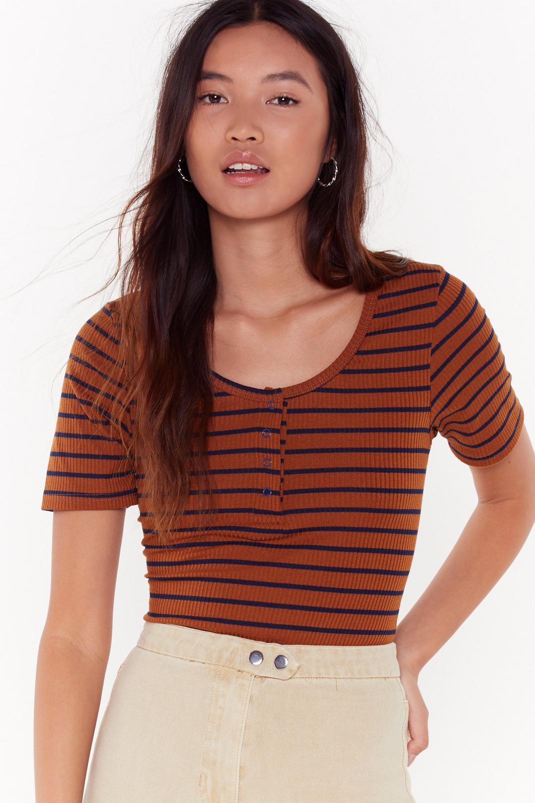 Believe the Stripe Ribbed Top image number 1