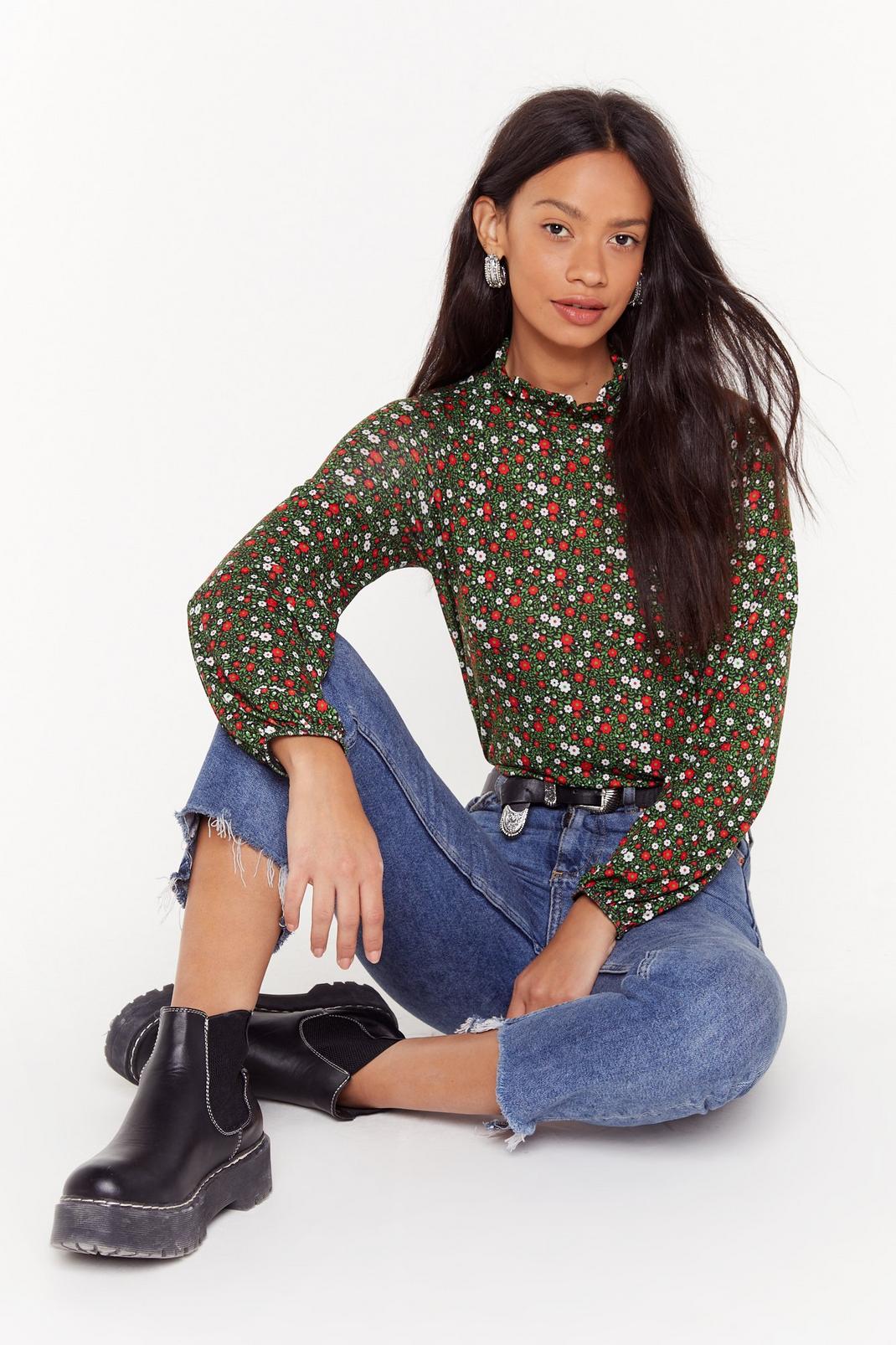 Plant Go Wrong Floral High Neck Top image number 1