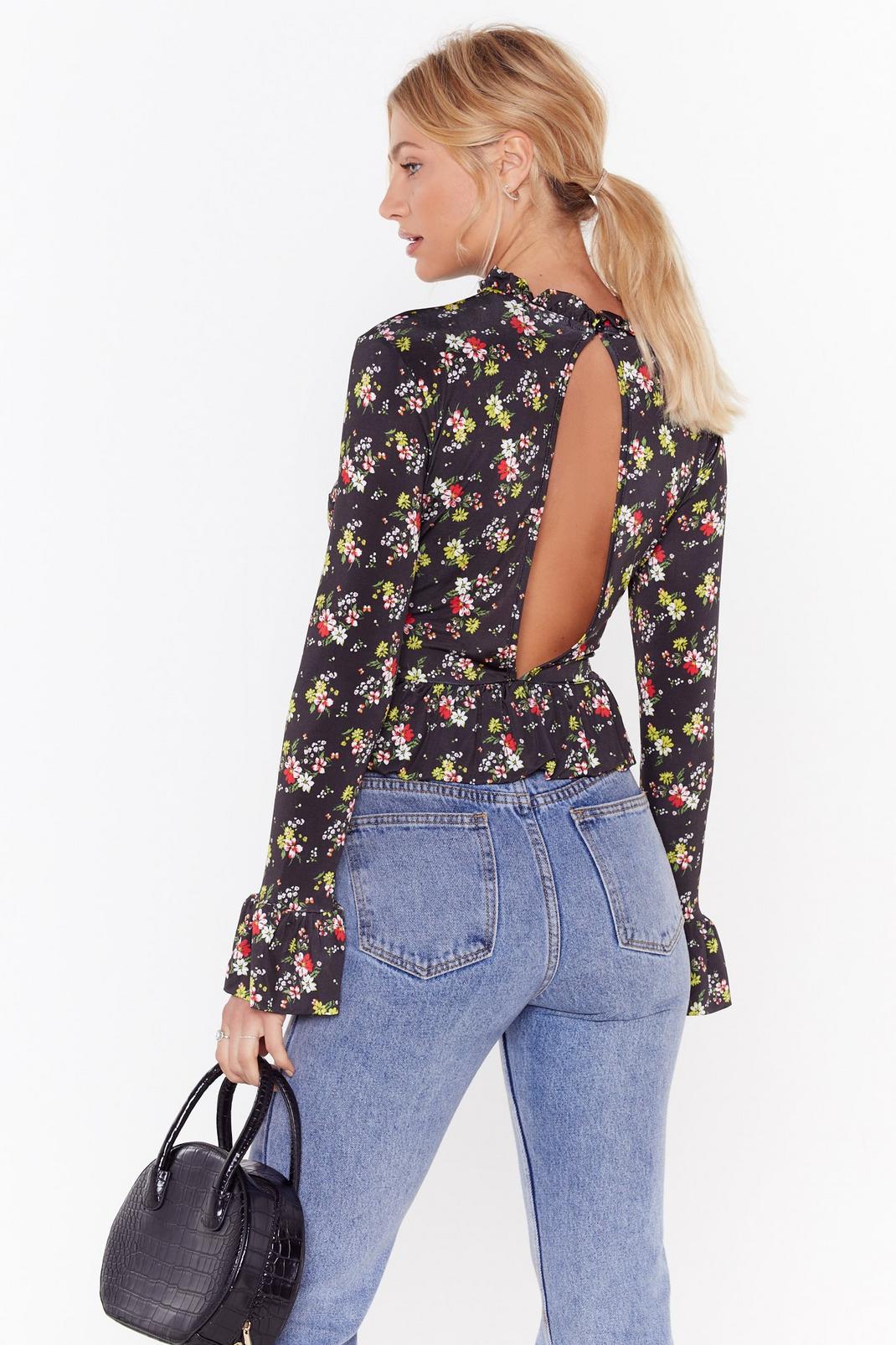 It's Going Down Floral High Neck Blouse image number 1