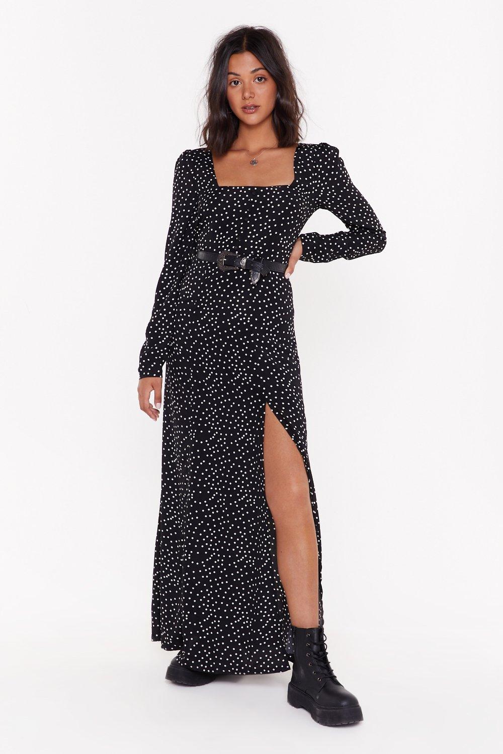 long polka dot maxi dress