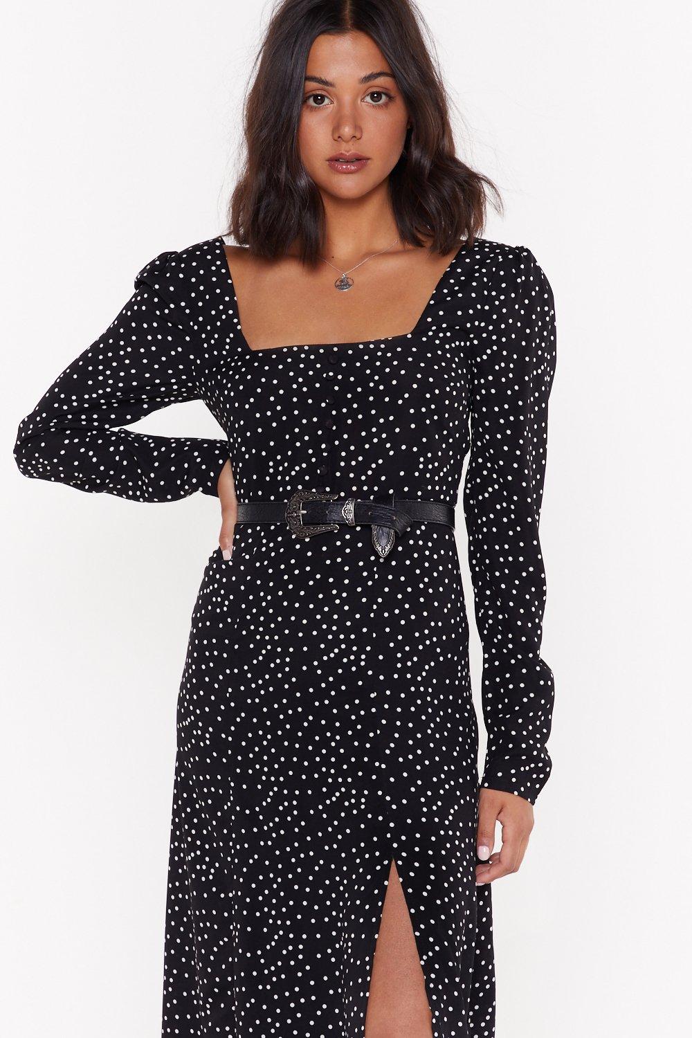 nasty gal black and white polka dot dress