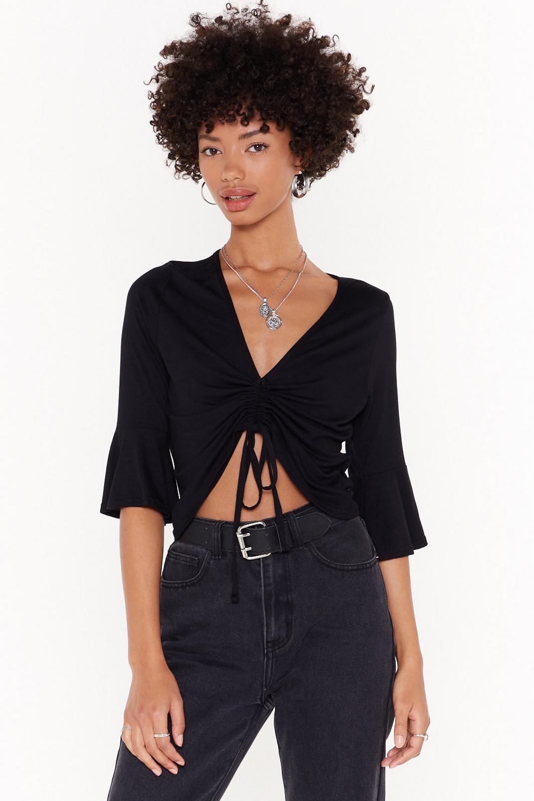 Don't Ruche Me Flute Sleeve Crop Top image number 1