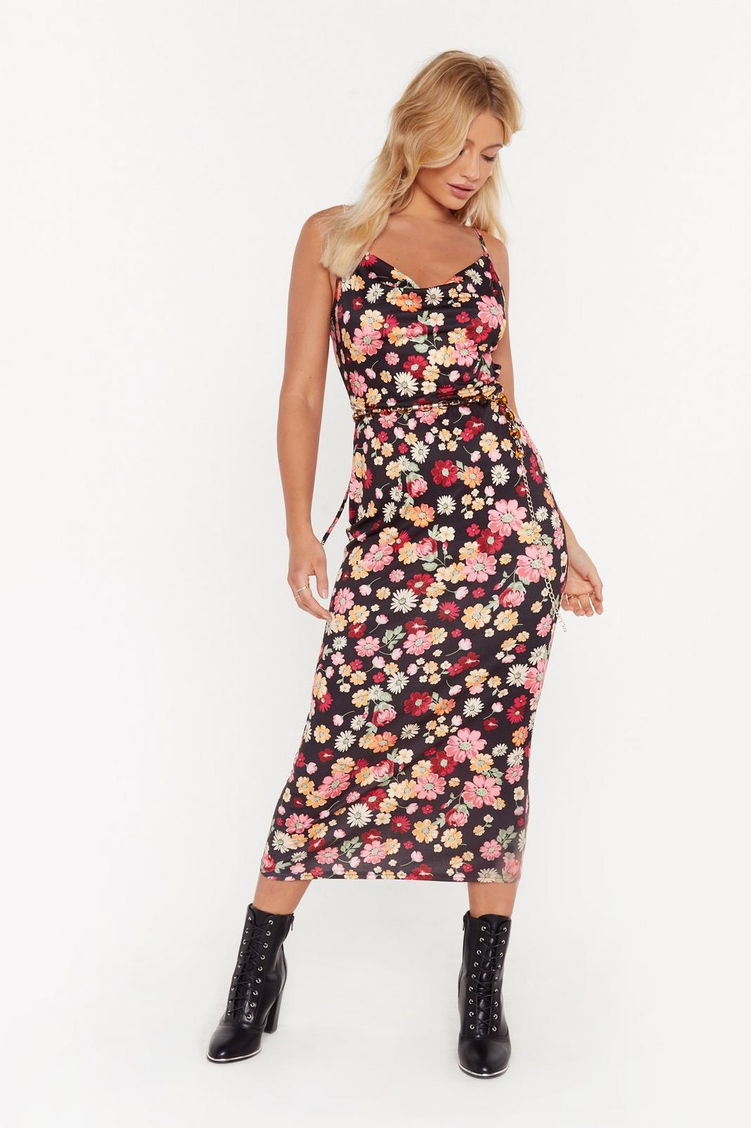 Cowl About Now Floral Midi Dress image number 1