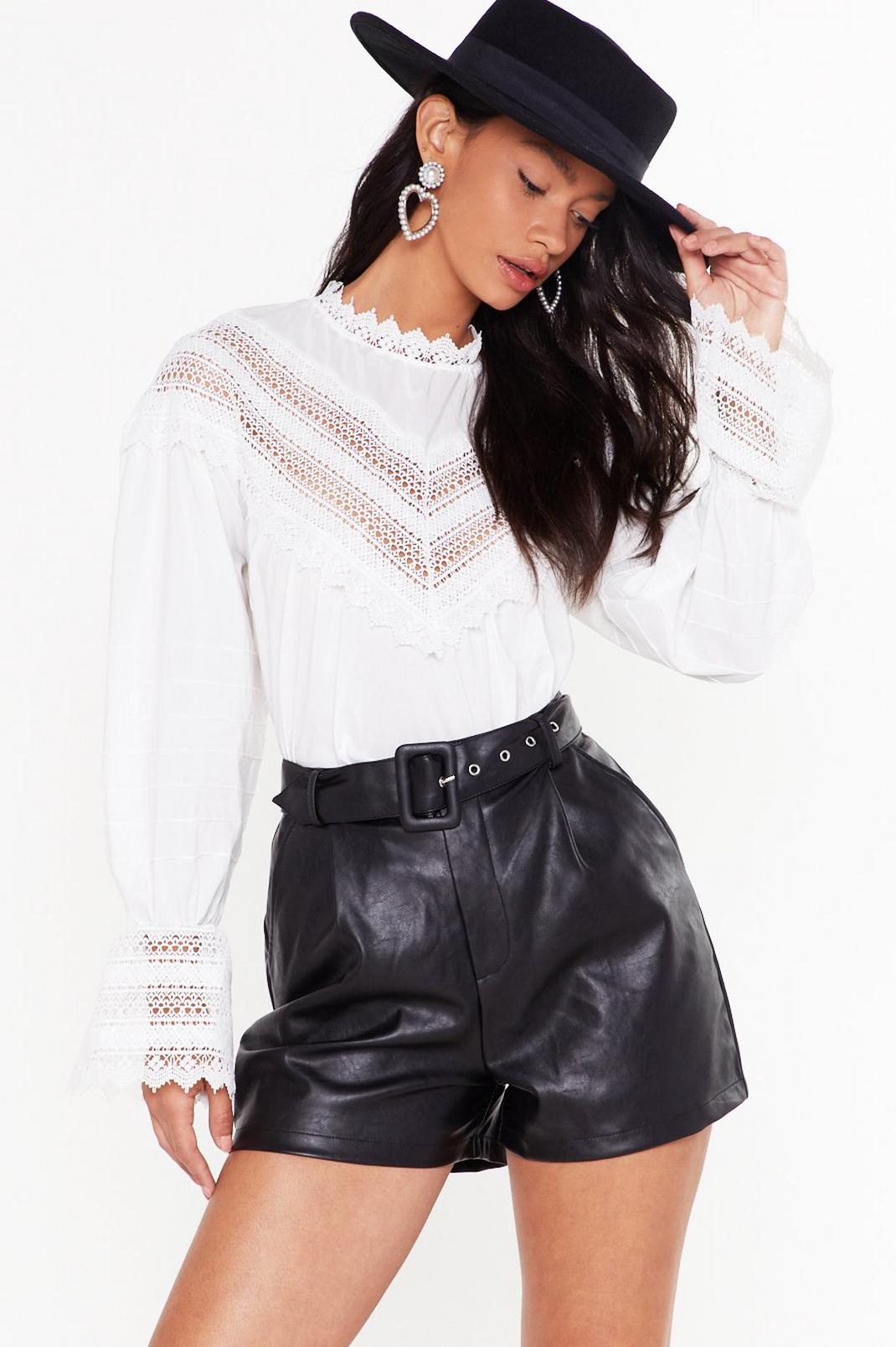 105 Faux Leather High Waisted Shorts image number 1