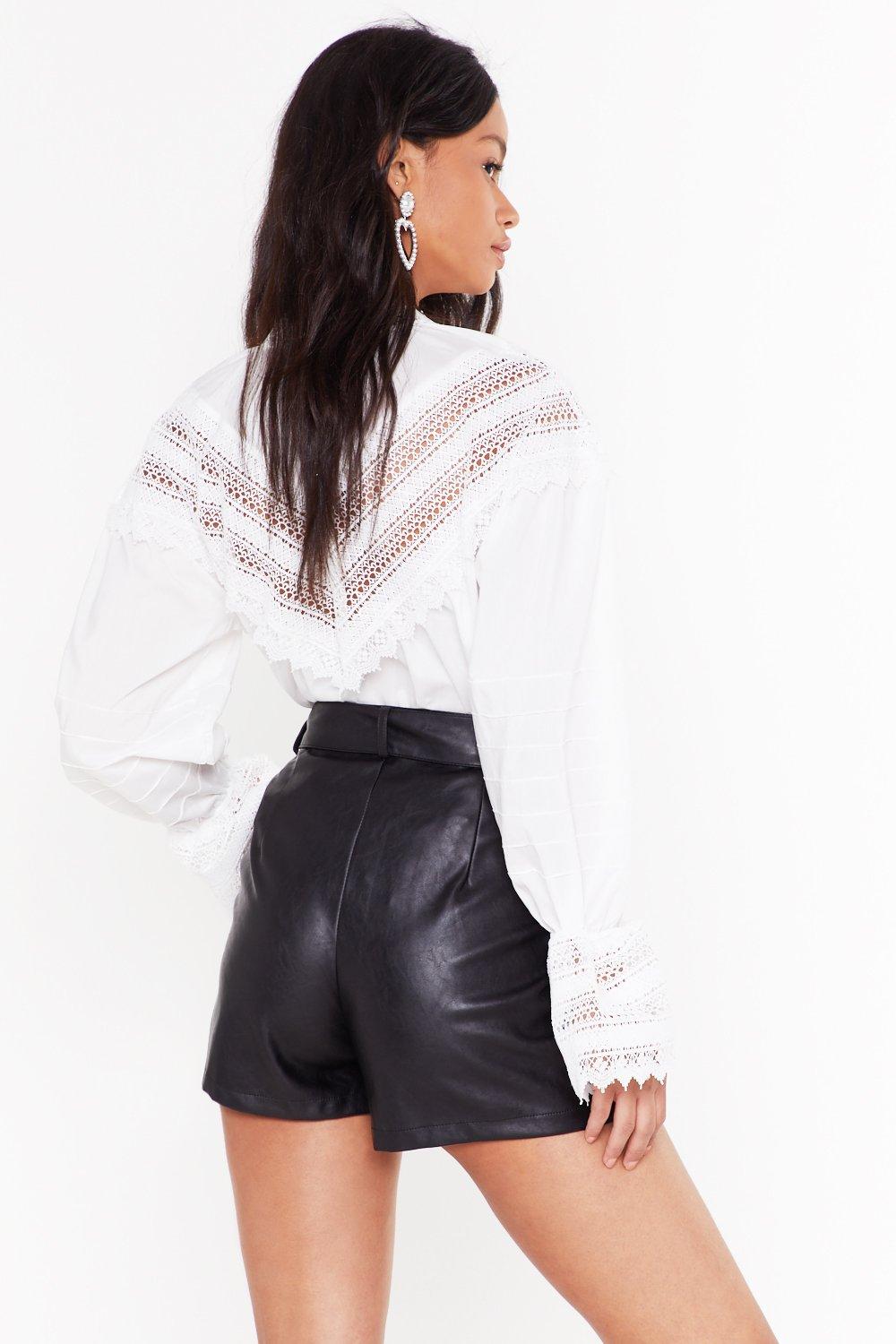 Faux Leather They Like It or Not High-Waisted Shorts