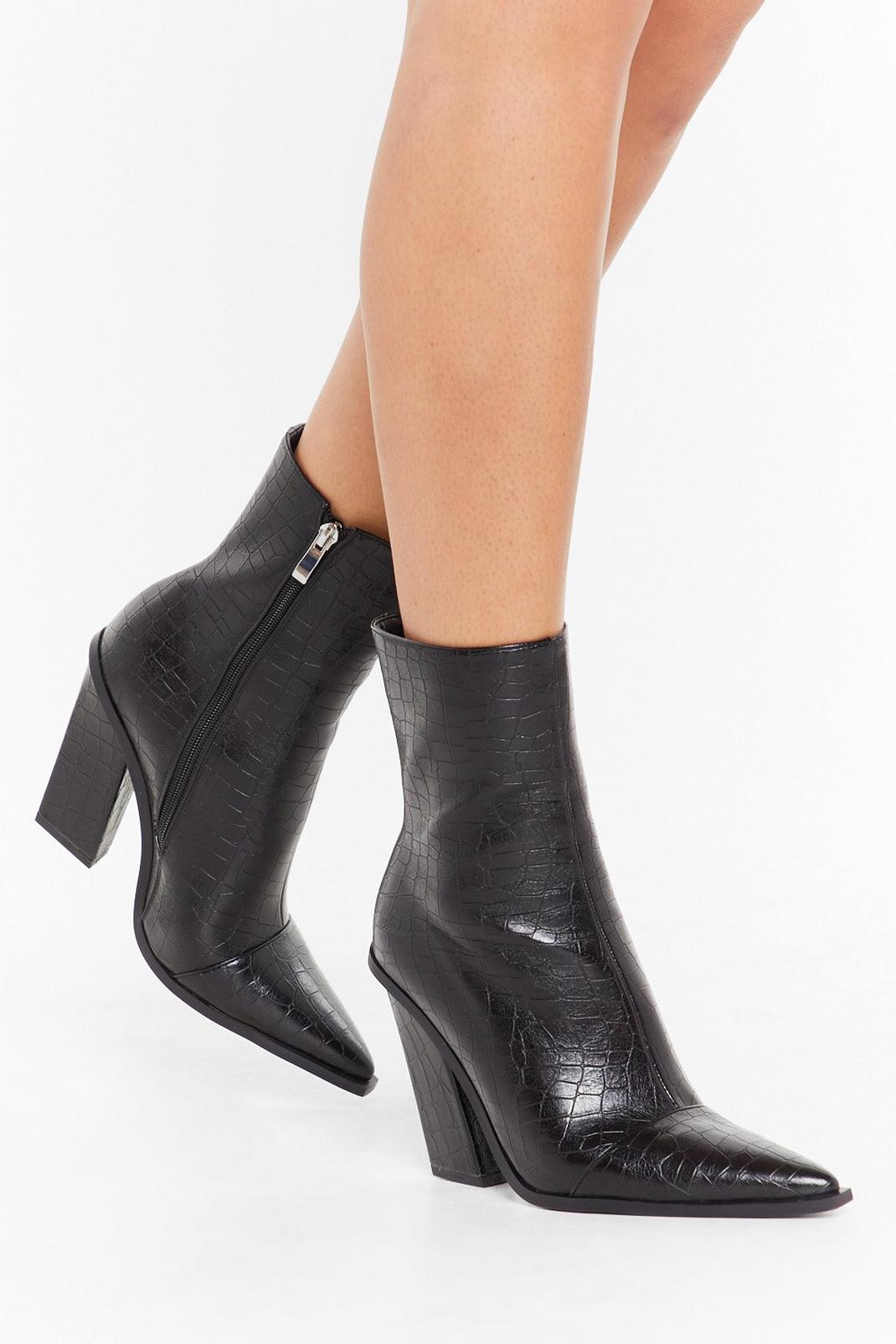 Crocodile Tears Faux Leather Ankle Boots image number 1