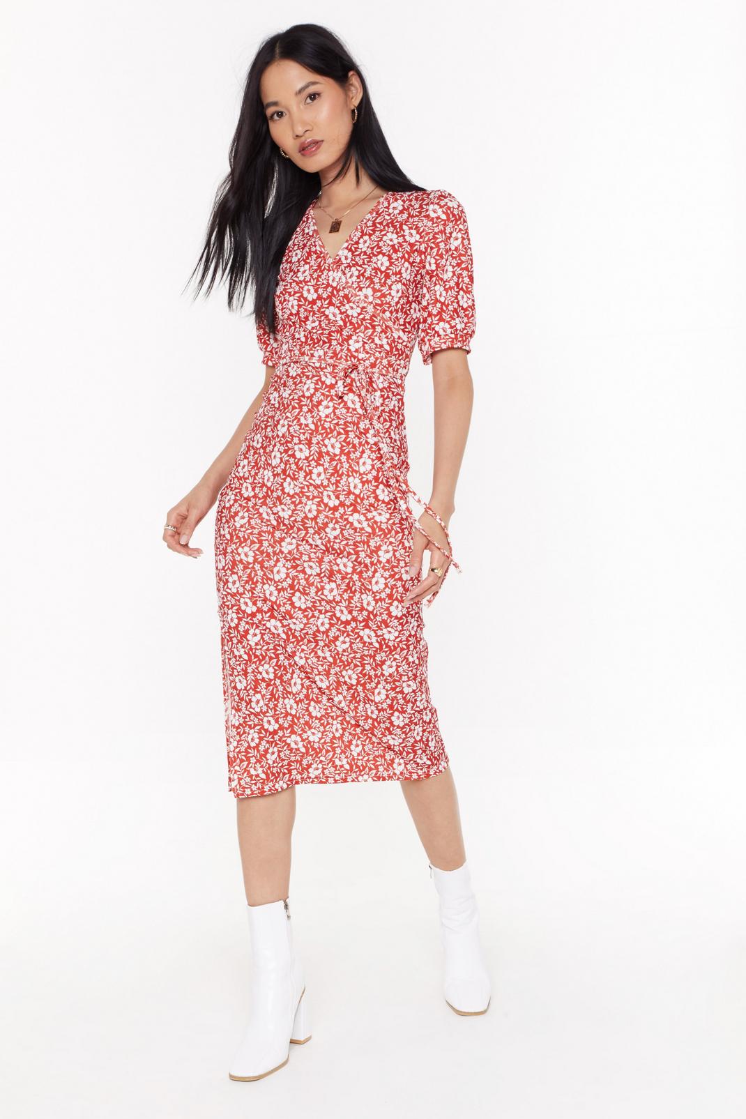 After Floral This Time Puff Sleeve Midi Dress image number 1