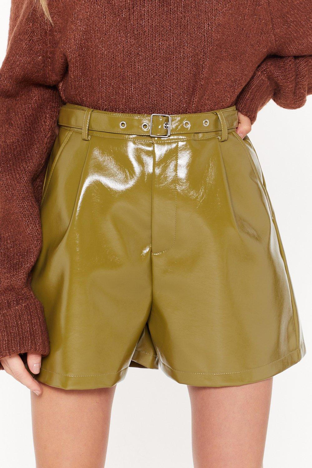 High waisted vinyl outlet shorts