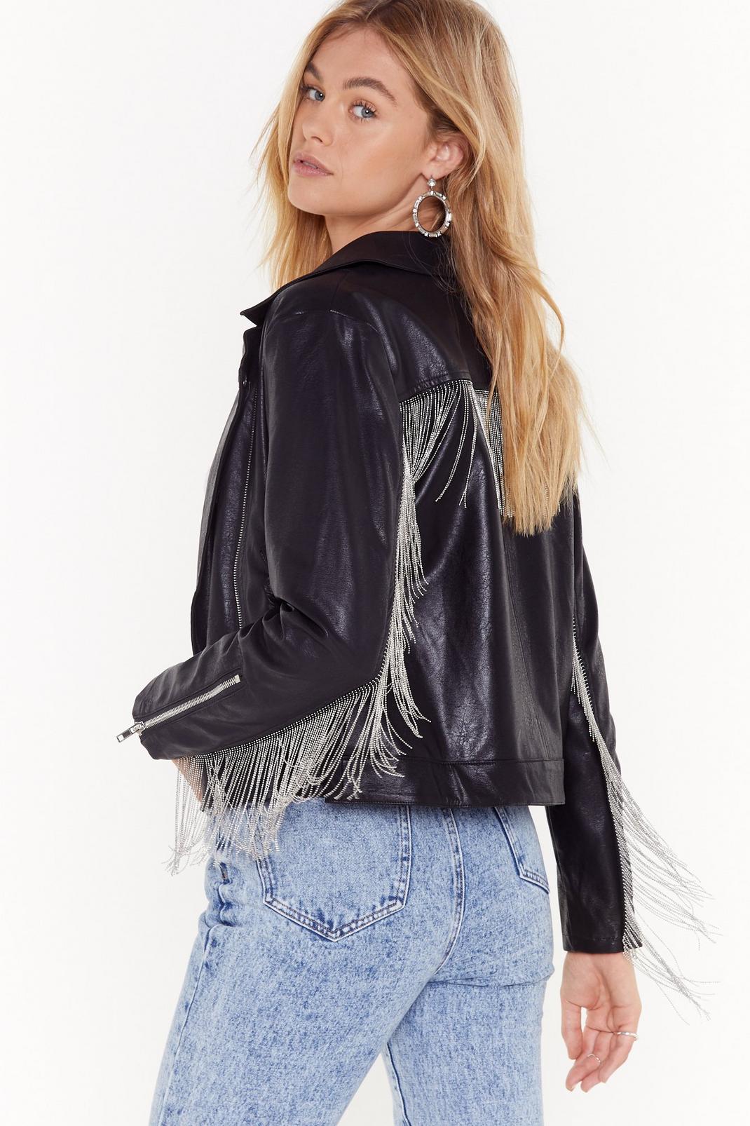 Save Rock and Roll Faux Leather Fringe Jacket image number 1