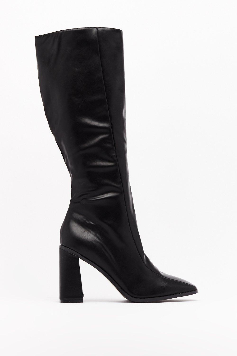 Flare for Dramatics Square Toe Knee-High Boots