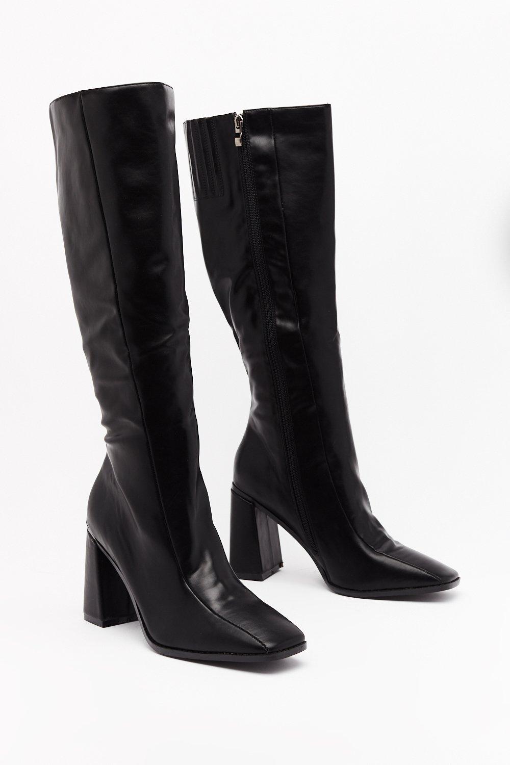 Square toe knee high 2024 boots