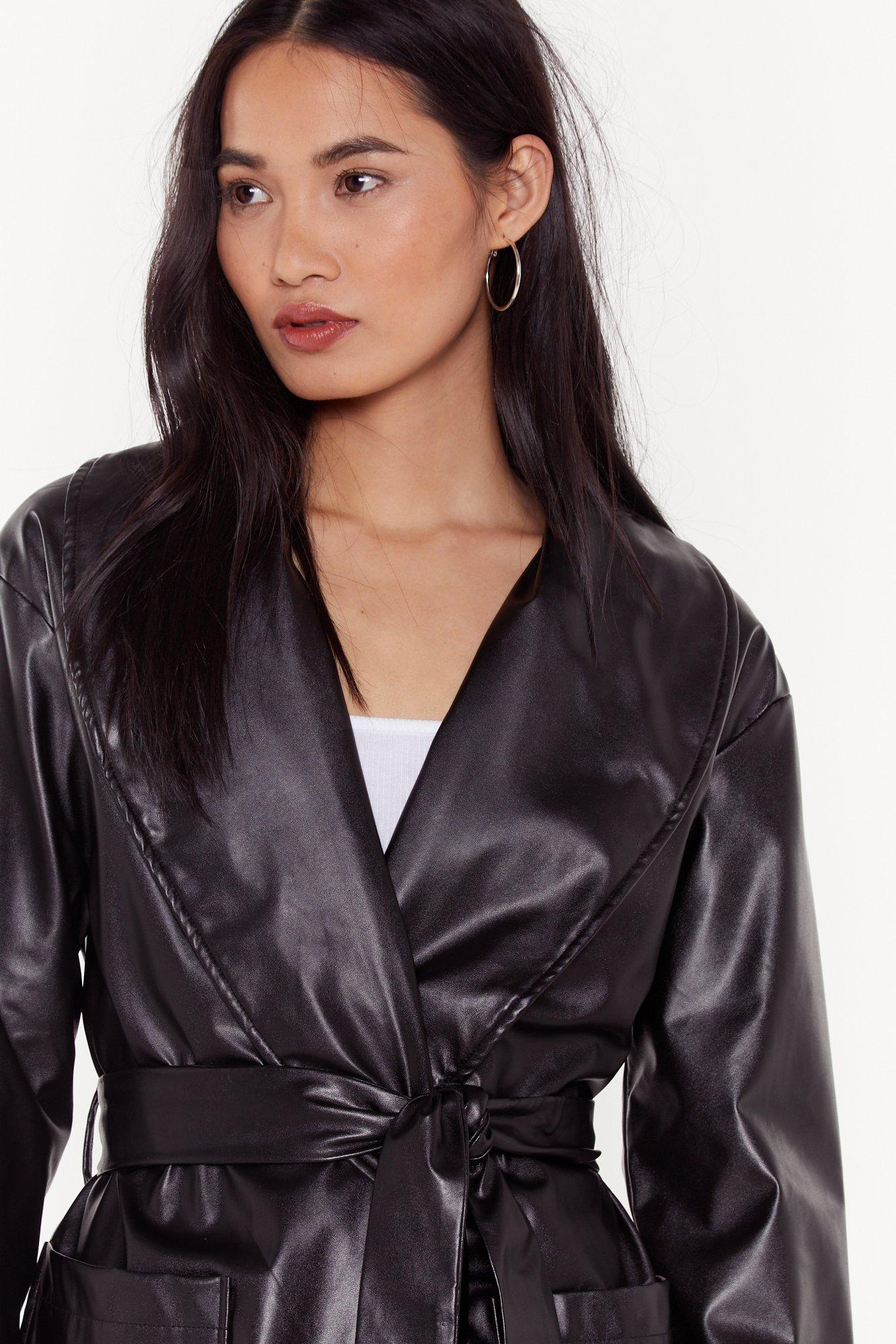 Longing for you faux leather belted jacket clearance