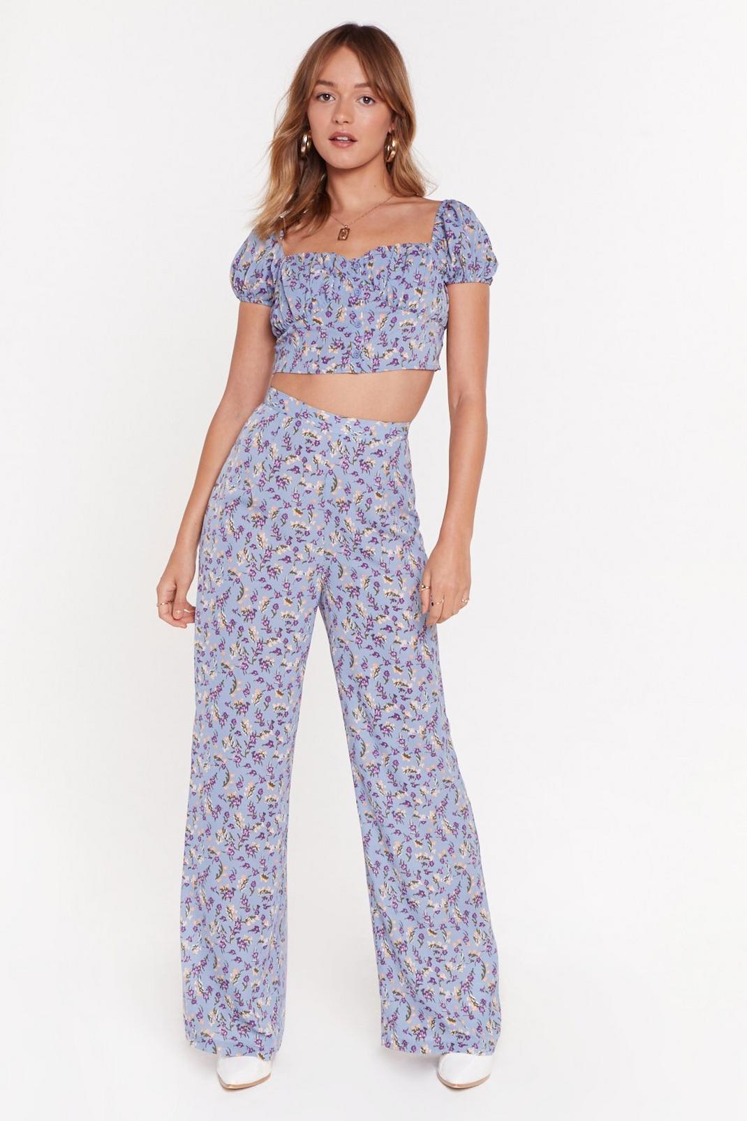 What's Cup Babe Floral High-Waisted Pants image number 1