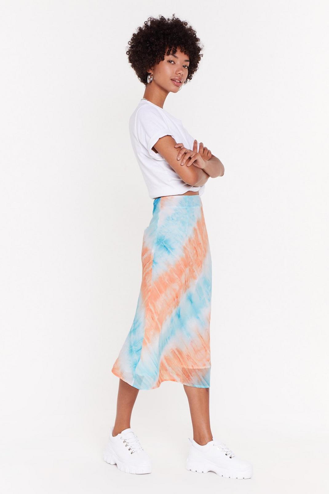 Look on the Bright Side Tie Dye Midi Skirt image number 1