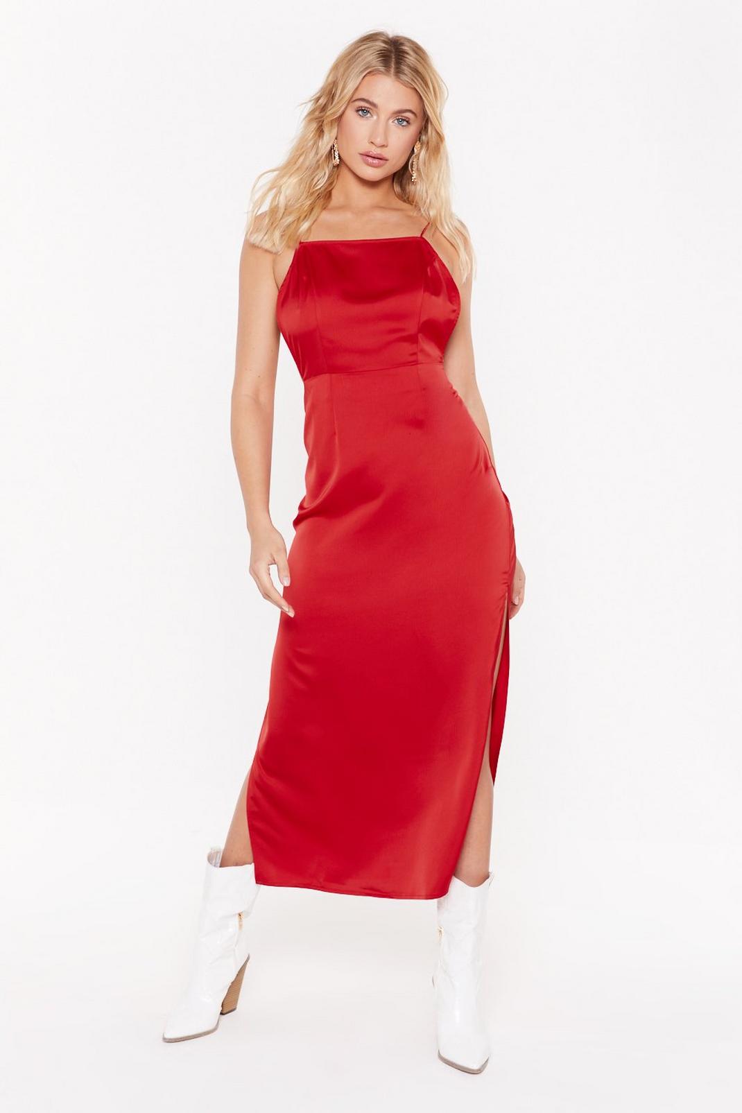 Square's the Party Satin Midi Dress image number 1