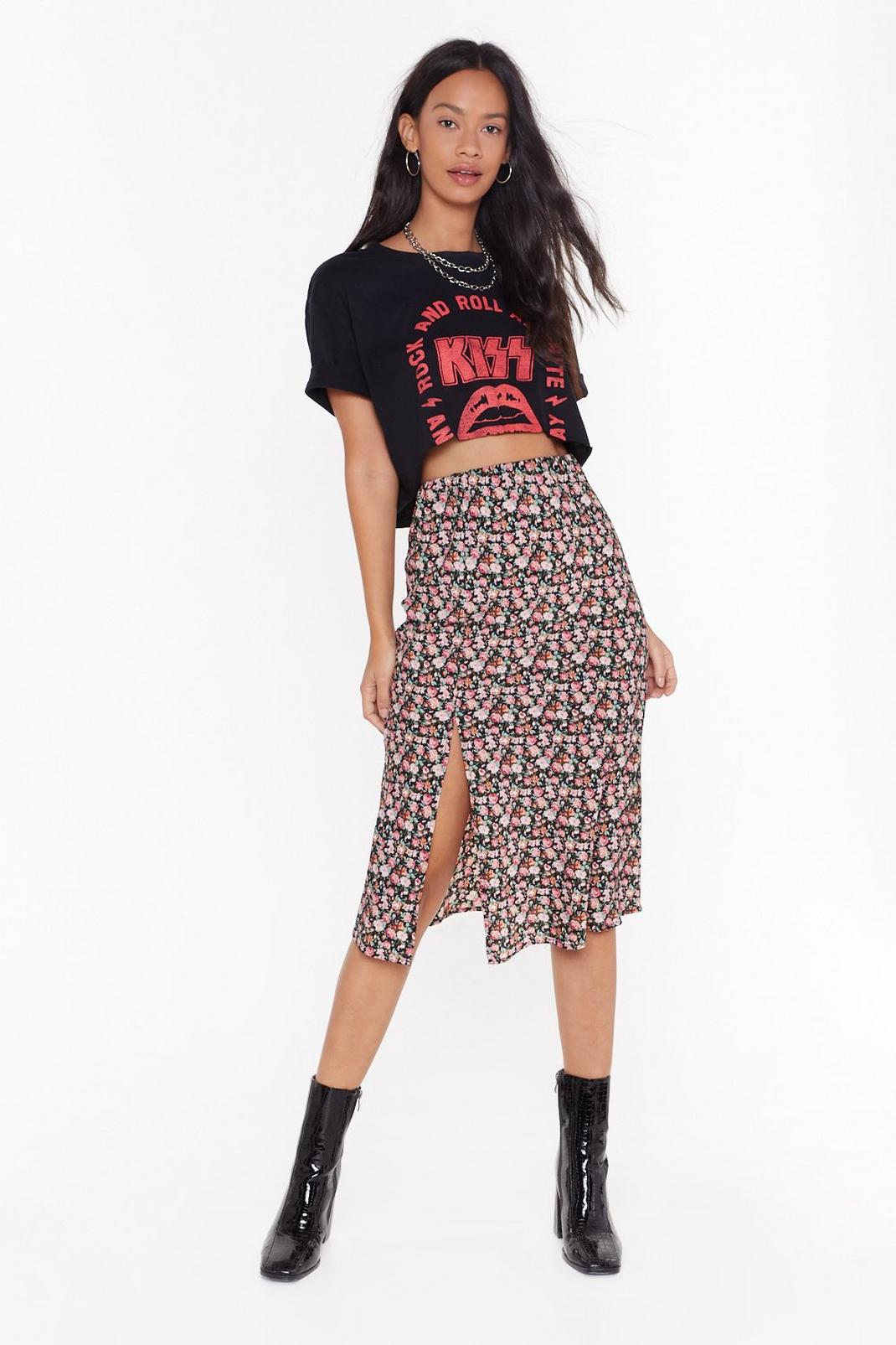 Stop and Smell the Roses Floral Midi Skirt image number 1