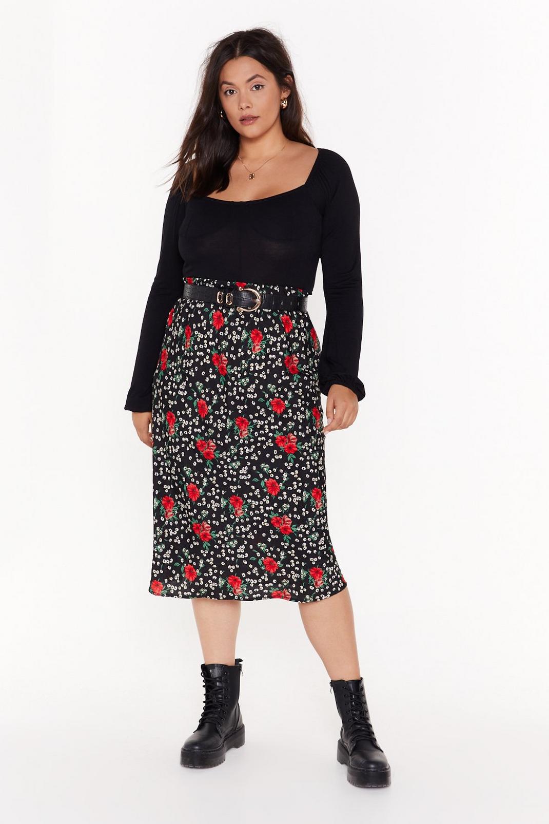Floral or Nothing Plus Midi Skirt image number 1