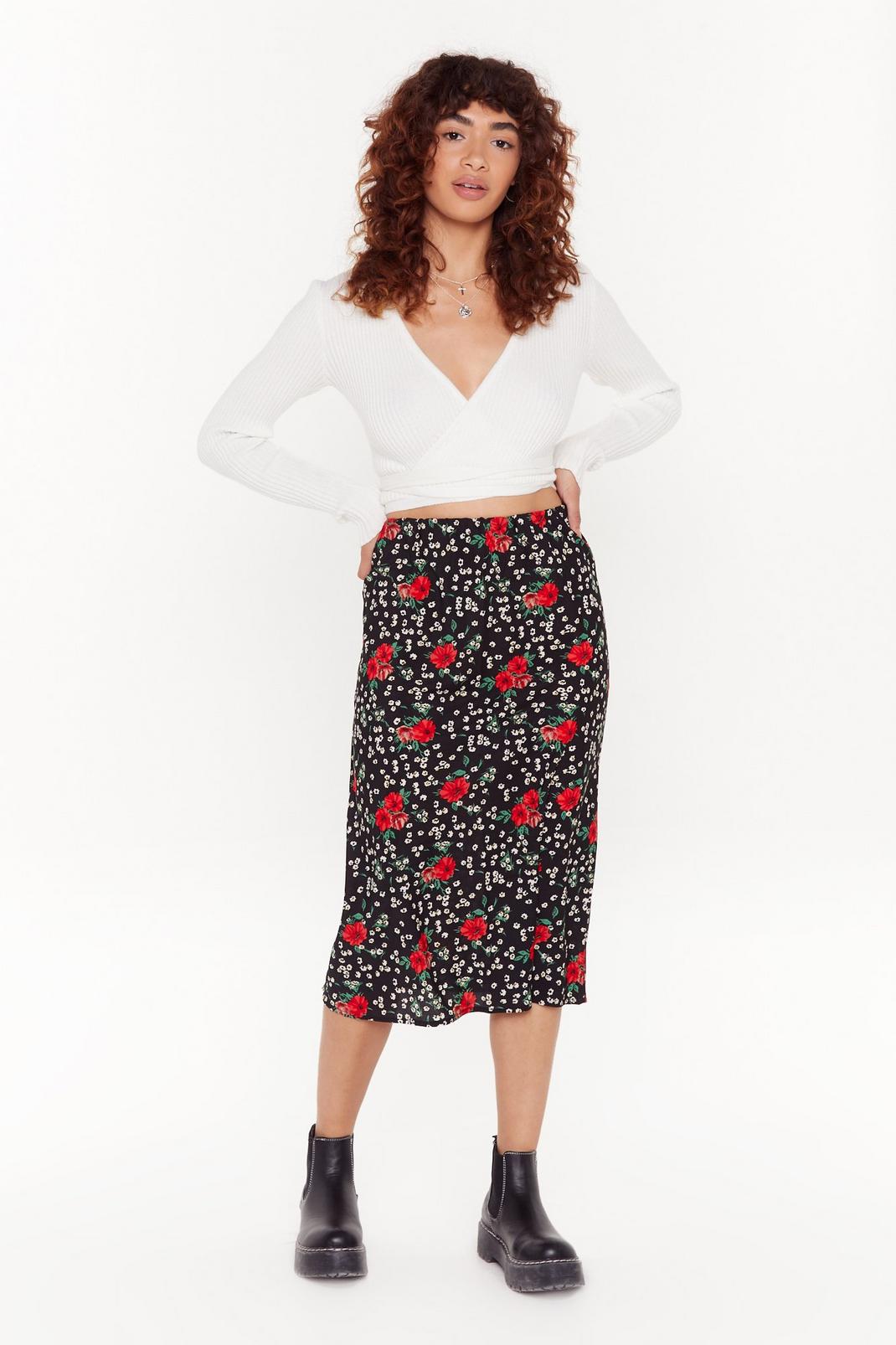 Grow Me a Good Time Floral Midi Skirt image number 1