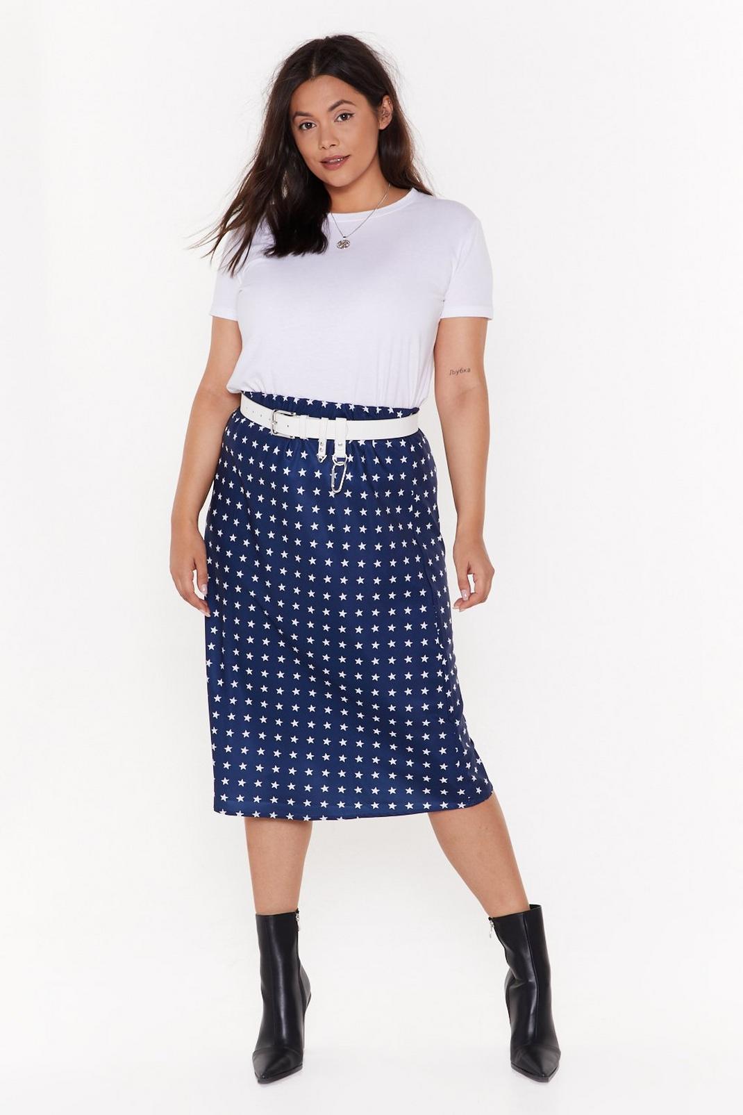 Star Behavior Plus Satin Midi Skirt image number 1