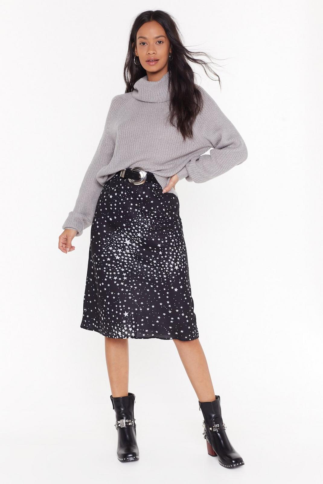 She's Got That Star Power Polka Dot Midi Skirt image number 1