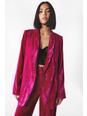 Hot pink Velvet V Neck Oversized Blazer