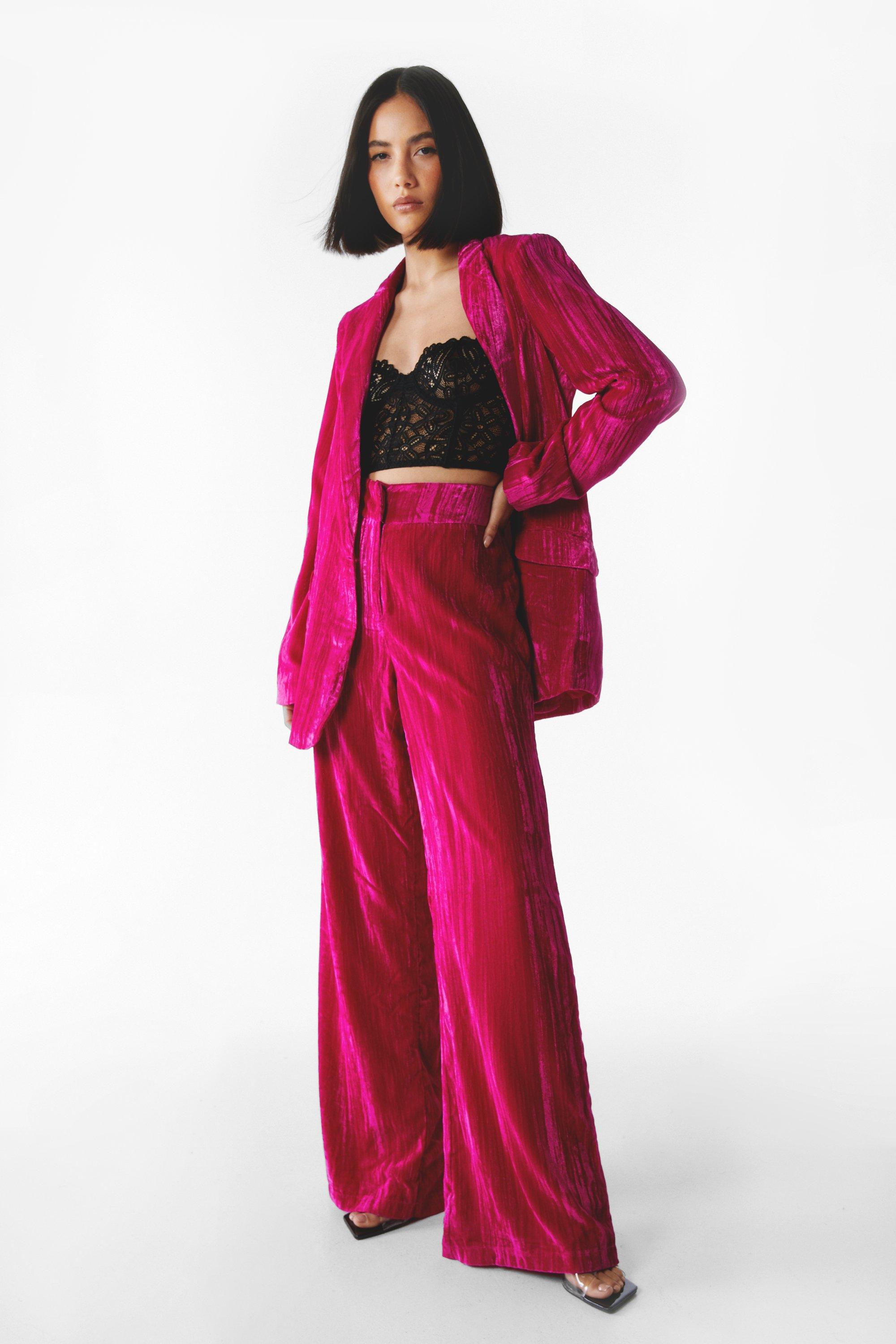 Crushed Velvet Co-ord Single Breasted Blazer | Nasty Gal