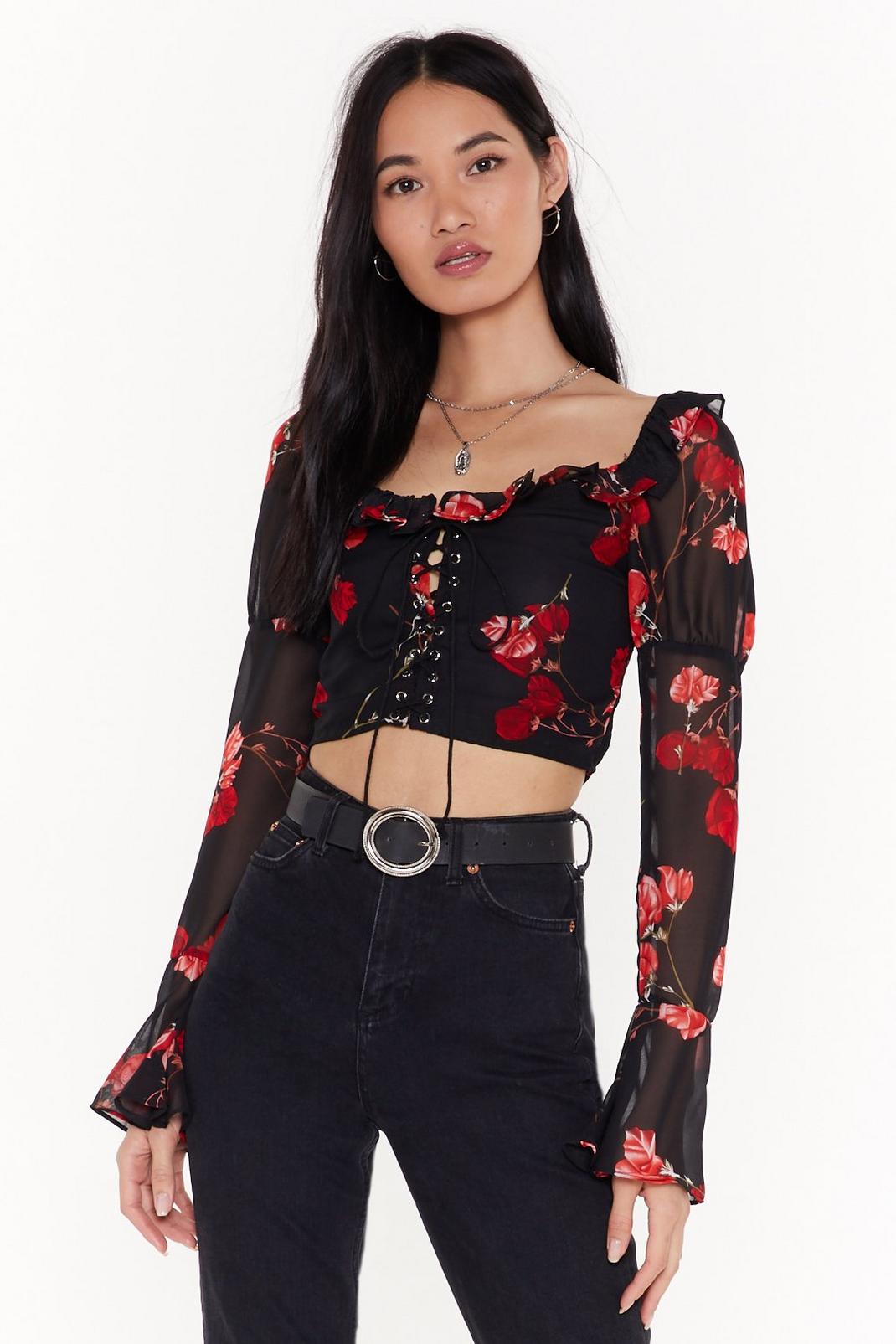 Bloom for Me Floral Cropped Blouse image number 1