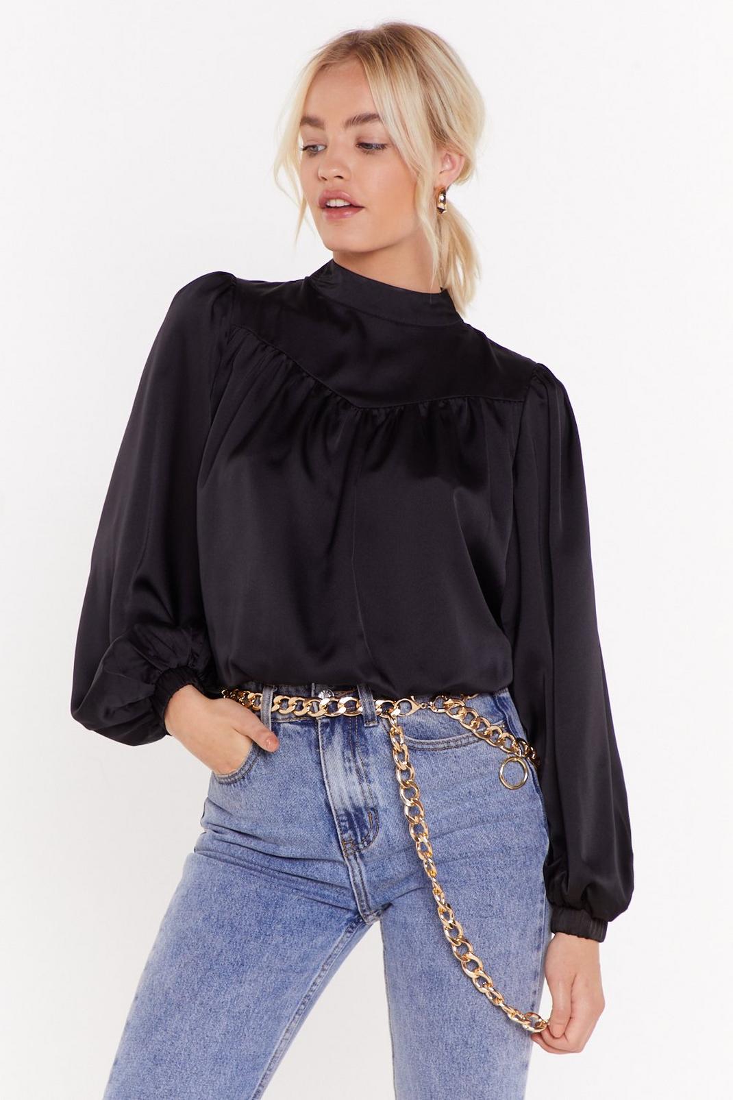 Head Held High Neck Satin Blouse image number 1