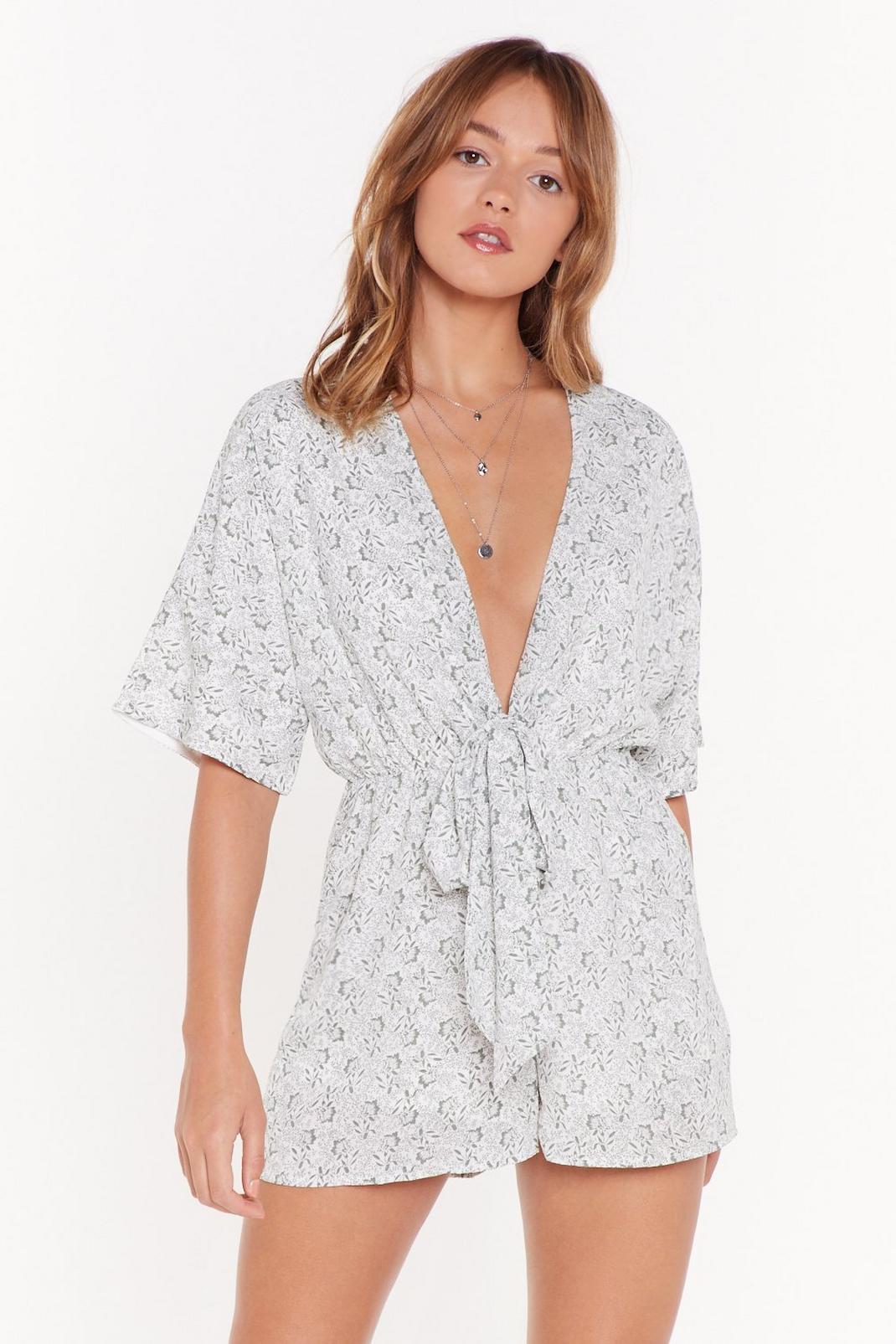 Plant the Seed Floral Tie Playsuit image number 1