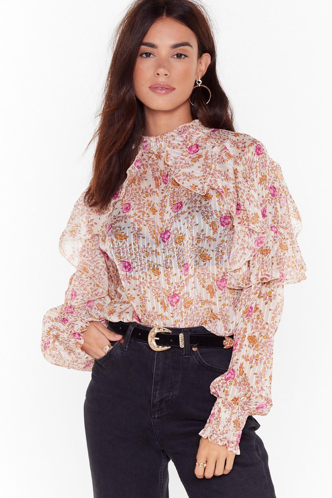 You Plant Stop Us Floral High Neck Blouse image number 1