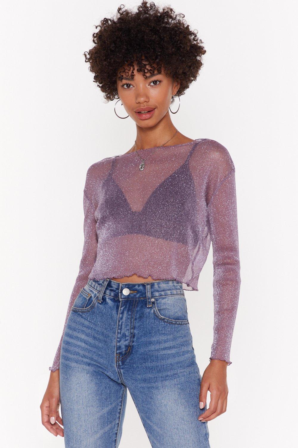 mesh top glitter