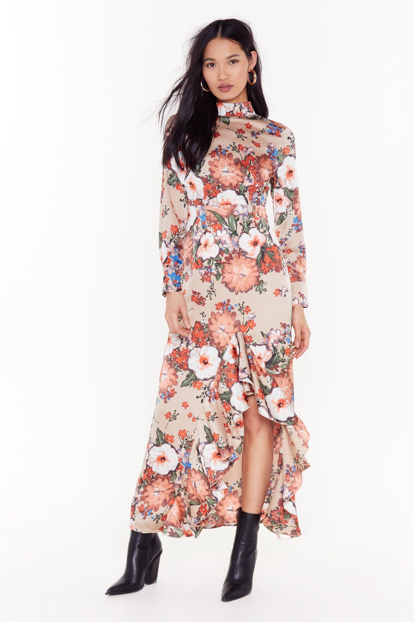 floral high neck maxi dress