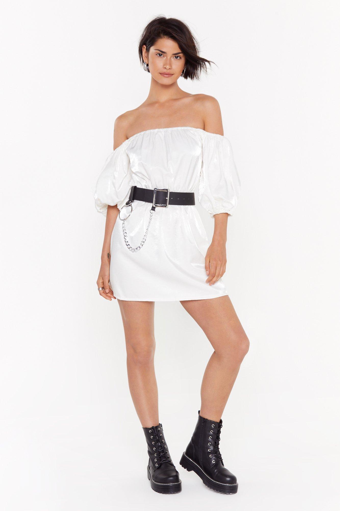 nasty gal white off the shoulder dress