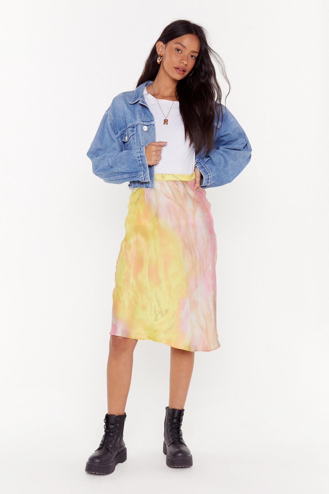 Apple of My Dye Satin Midi Skirt image number 1