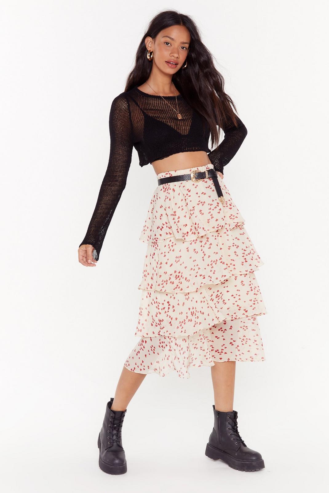 Calling All Hearts Tiered Midi Skirt image number 1