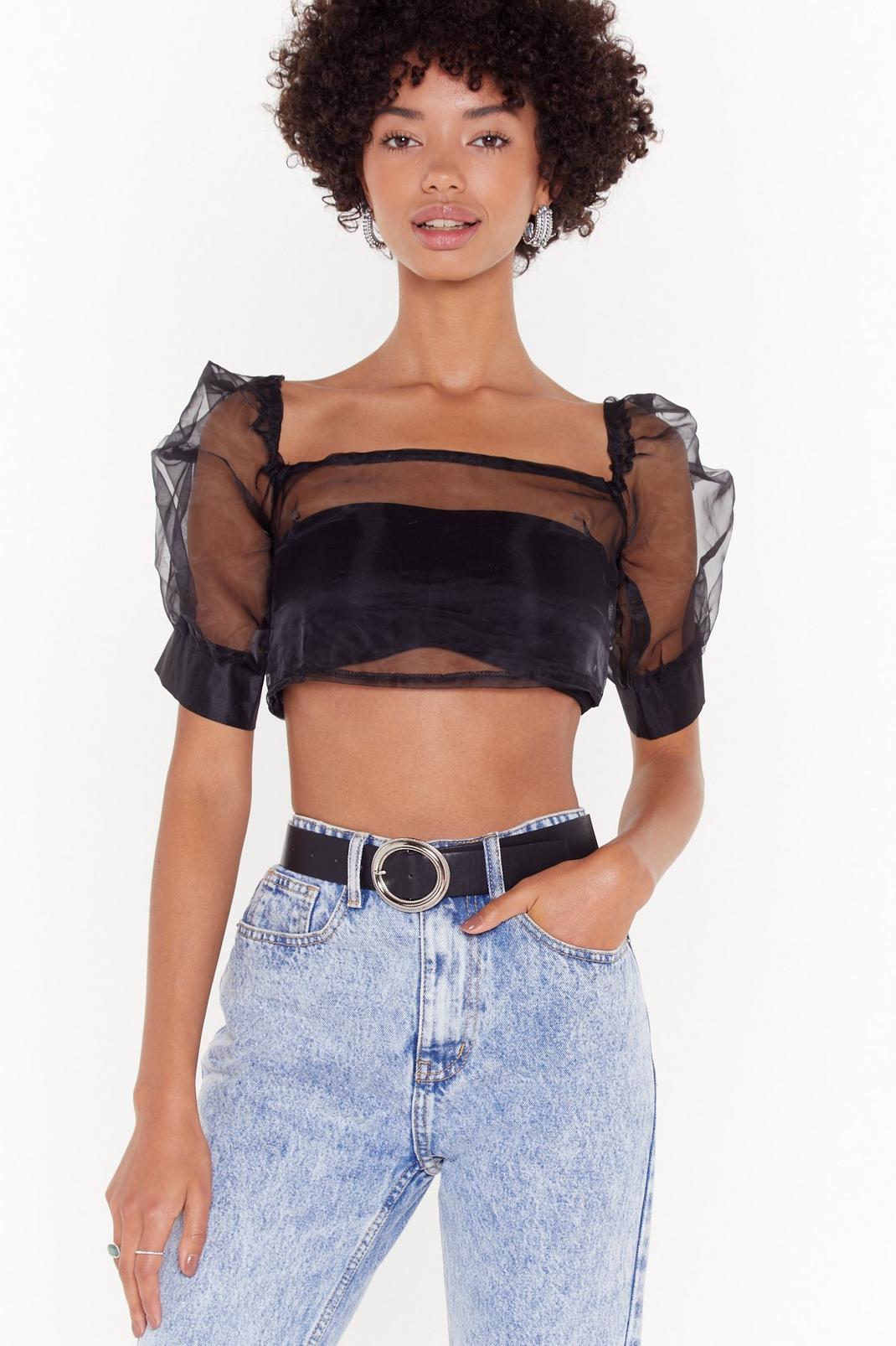 Nothing to Sheer Organza Cropped Blouse image number 1