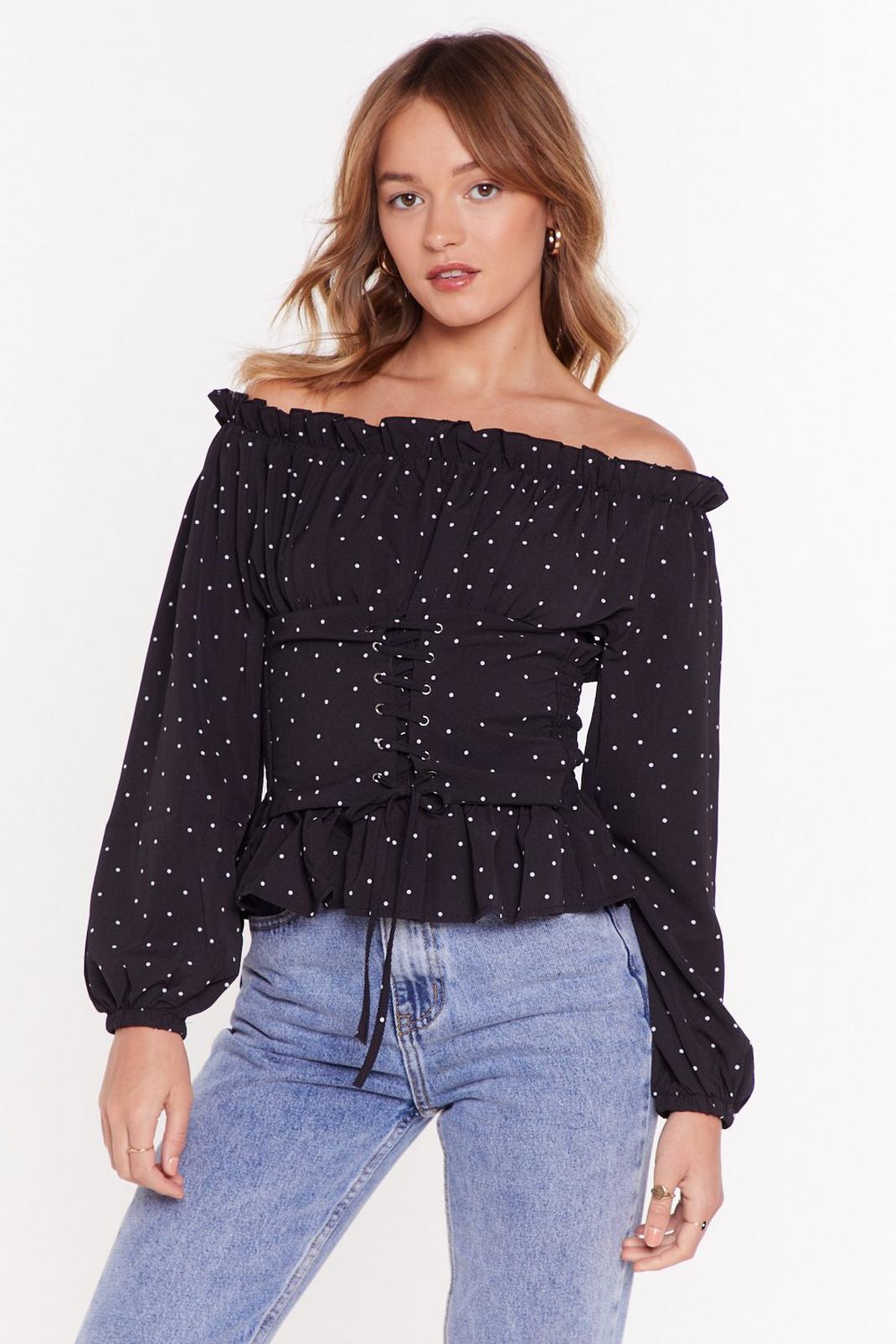 Written All Over Your Lace Spotty Off-the-Shoulder Top image number 1