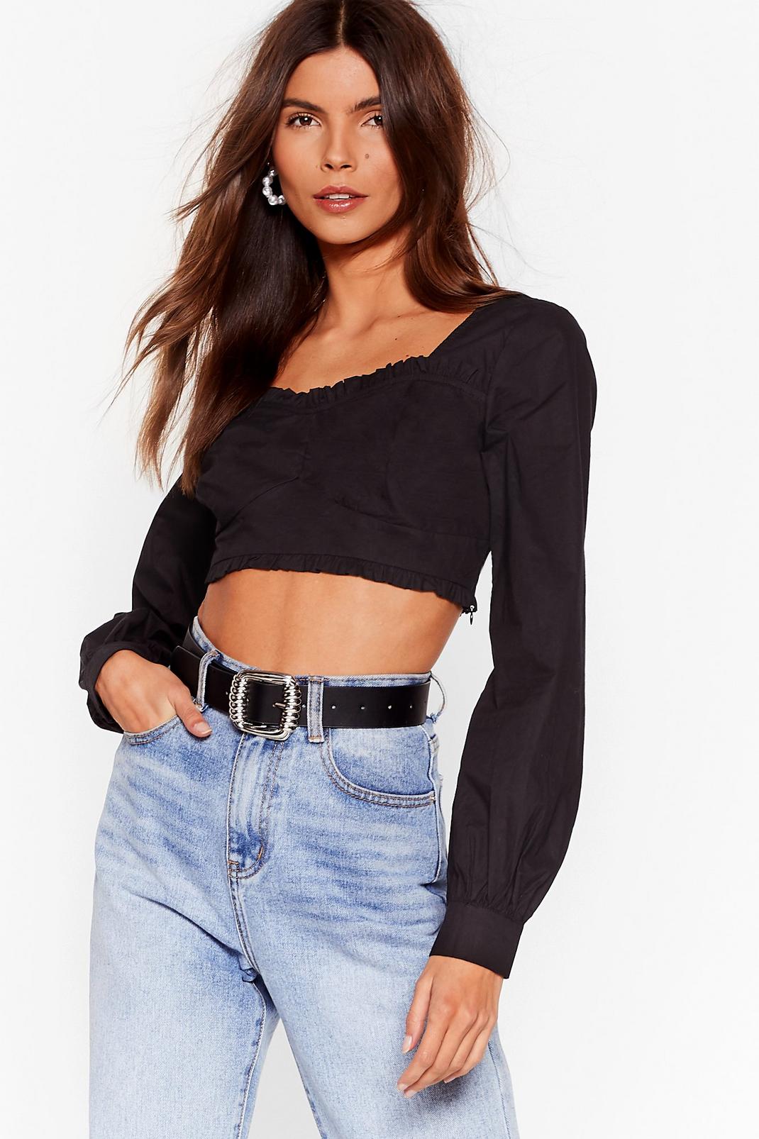 Is There a Lace Puff Sleeve Crop Top image number 1