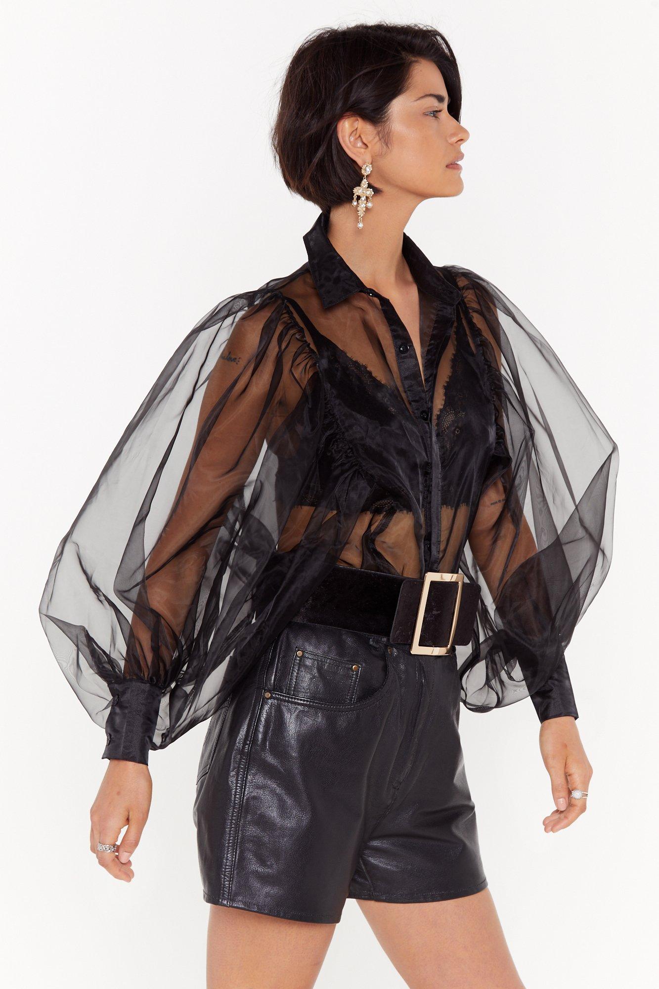 Chemisier transparent en organza a manches ballon Nasty Gal