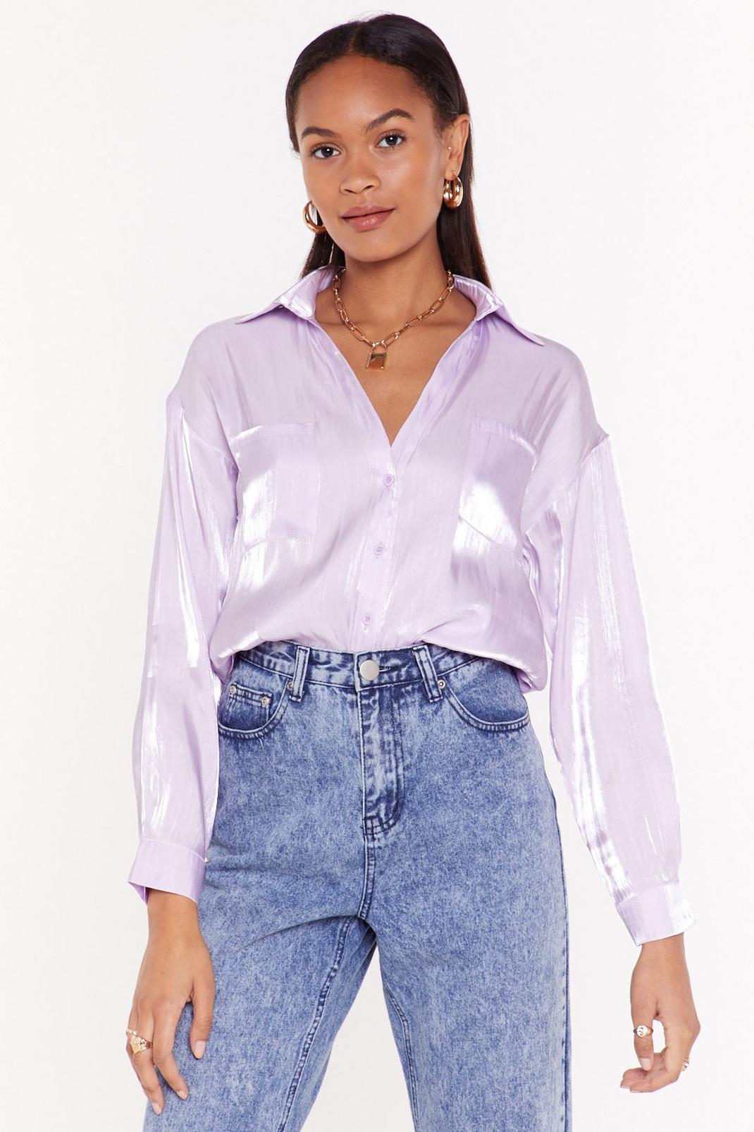 Shimmer Down Babe Satin Relaxed Shirt image number 1