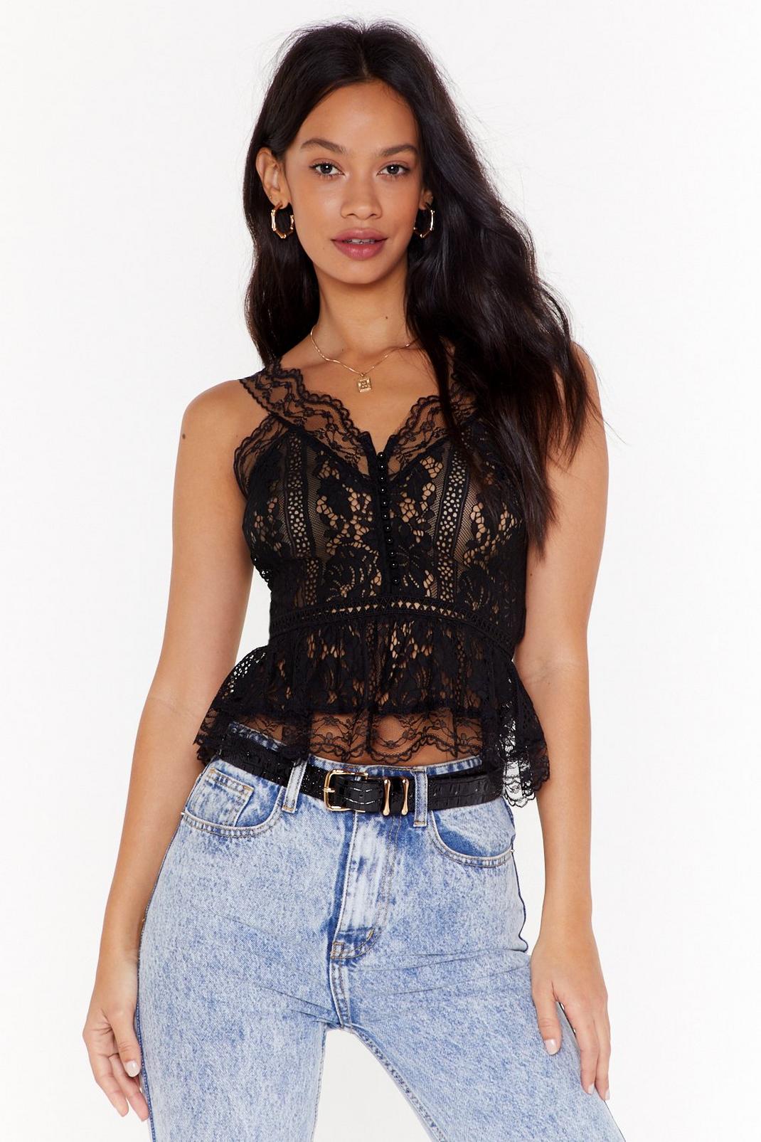 Black Lace Track Cami Top image number 1