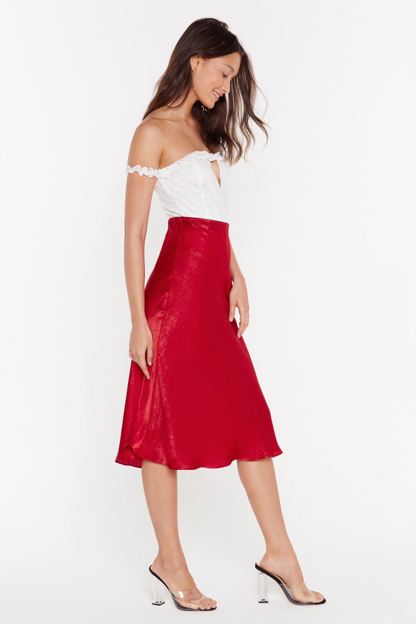 Nasty gal red midi skirt hotsell